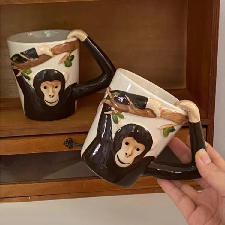Креативный новый дизайн животных тиснением ручной работы белый фарфор кофейная чашка 3d кружка милые керамические кружки