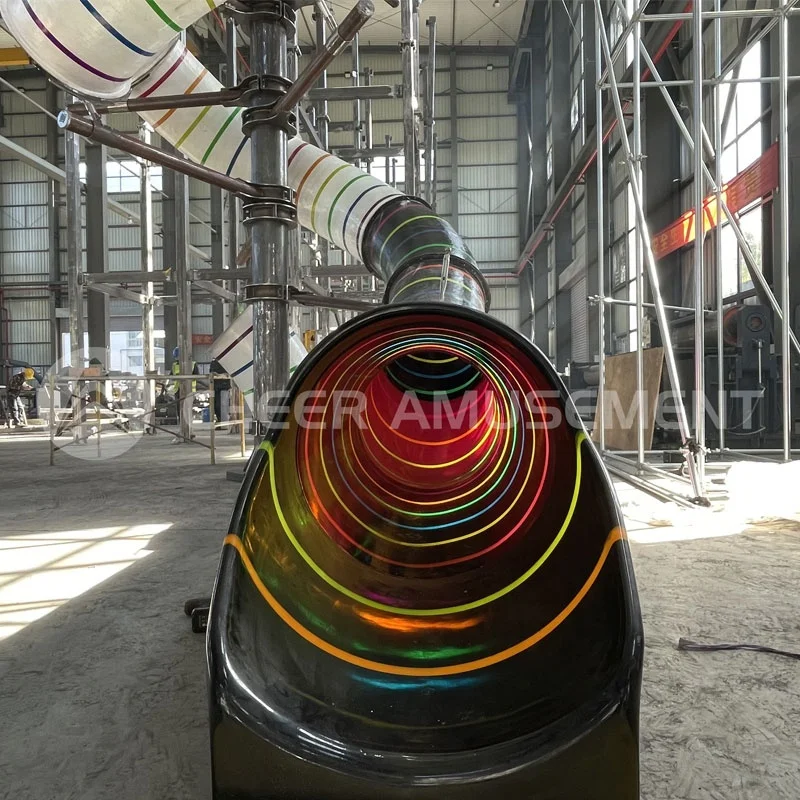 Double Twisted Cyclone Slide Indoor Park Fiberglass Slick Slide City for Children Indoor Playground by Cheer Amusement