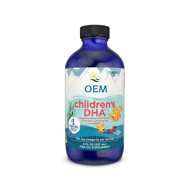 Children DHA Kids Omega-3 with EPA & DHA, Liquid Fish Oil  Supports Brain Development & Immune Function, OEM/ODM