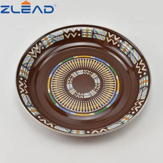 205D Tableware Enamel Round Plate Enamel Tray