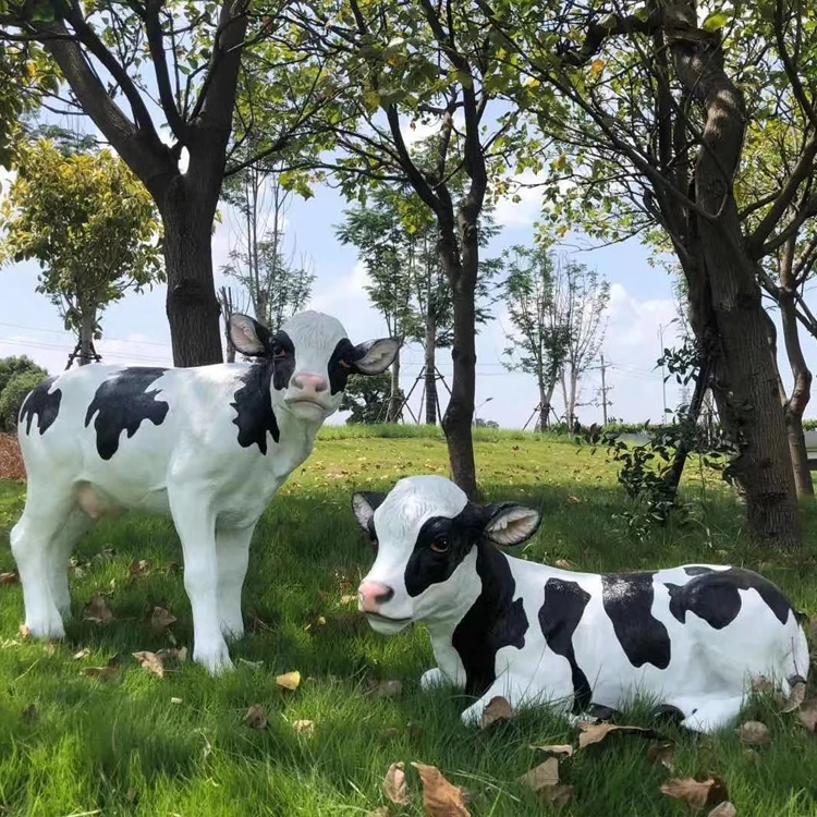 Large Fiberglass milk cow Statue Animal Resin Figures painting Sculpture bull sculpture outdoor dairy cattle decorative ornament