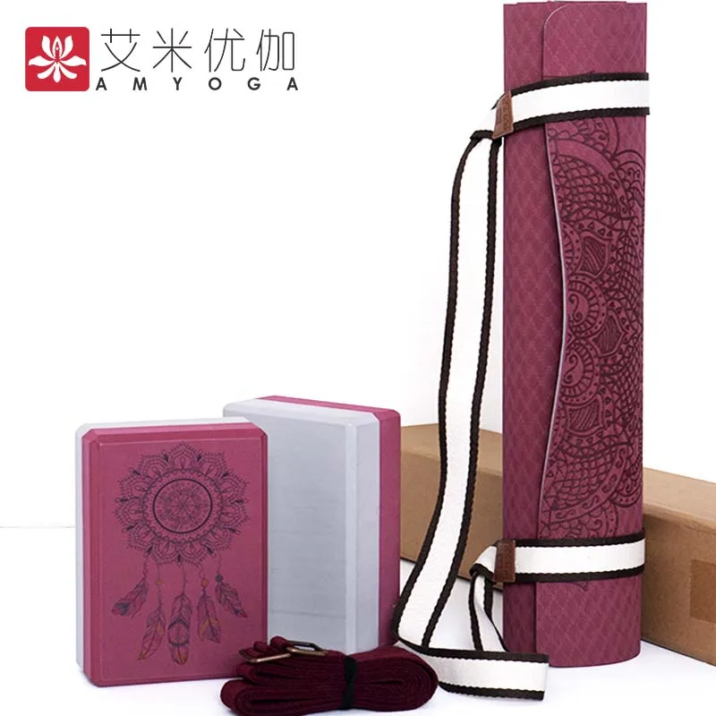 
BSCI factory premium quality custom logo yoga mat set with yoga block and yoga strap and mat sling all in a box 