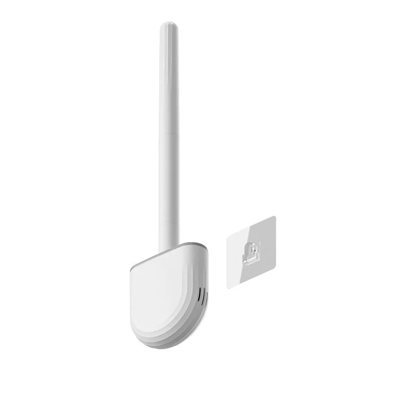 Hanging Toilet Brush Water Leak Proof with Base Silicone Wc Flat Head Flexible Soft Bristles Brush with Quick Drying Holder