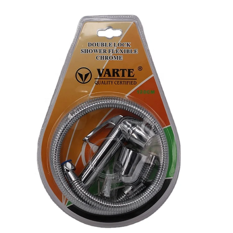 Shattaf  new  plastic  raw material  head.201SS  chrome  plated   EPDM inner hose  brass nuts  blister package  bidet