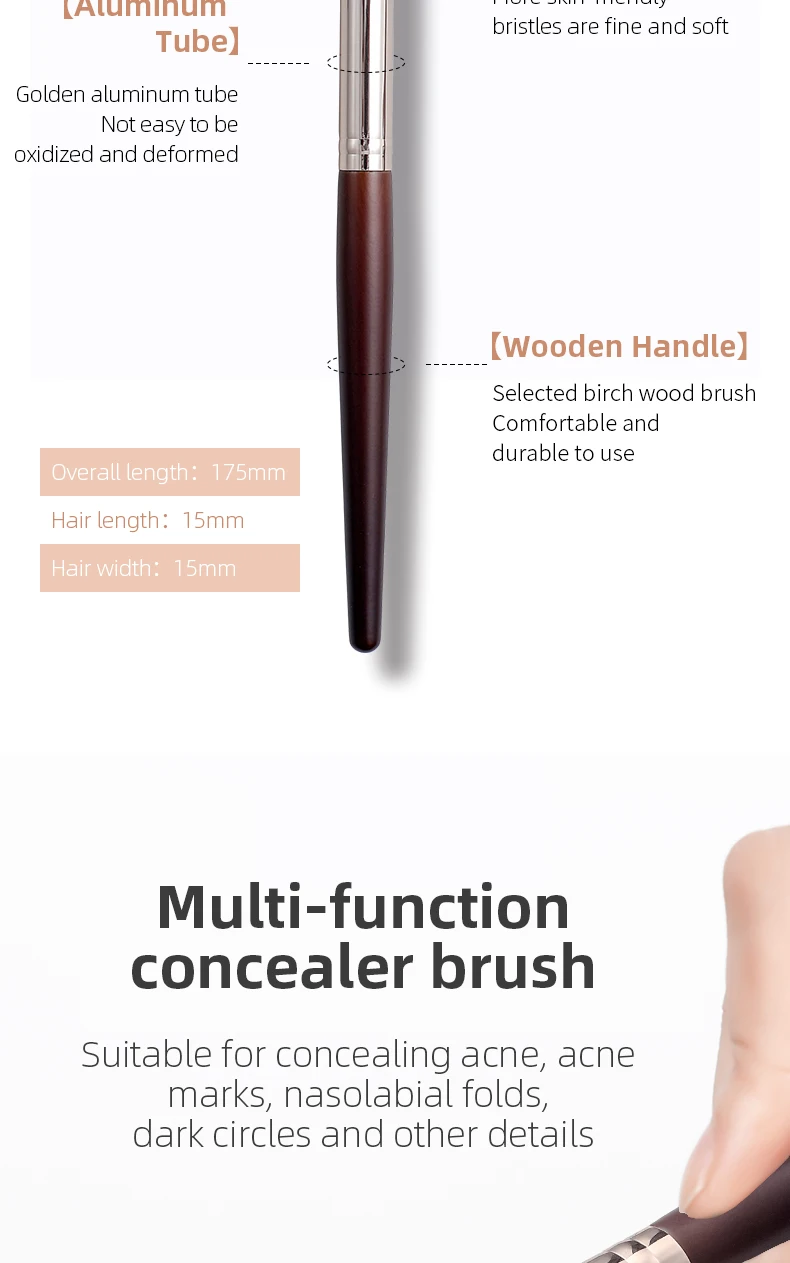 HXS-42 Round top foundation makeup brush professional single synthetic concealer brush