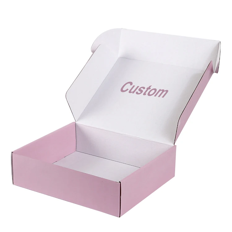Factory Corrugated Paper Custom Packaging Mailer Pink Boxes With Printing