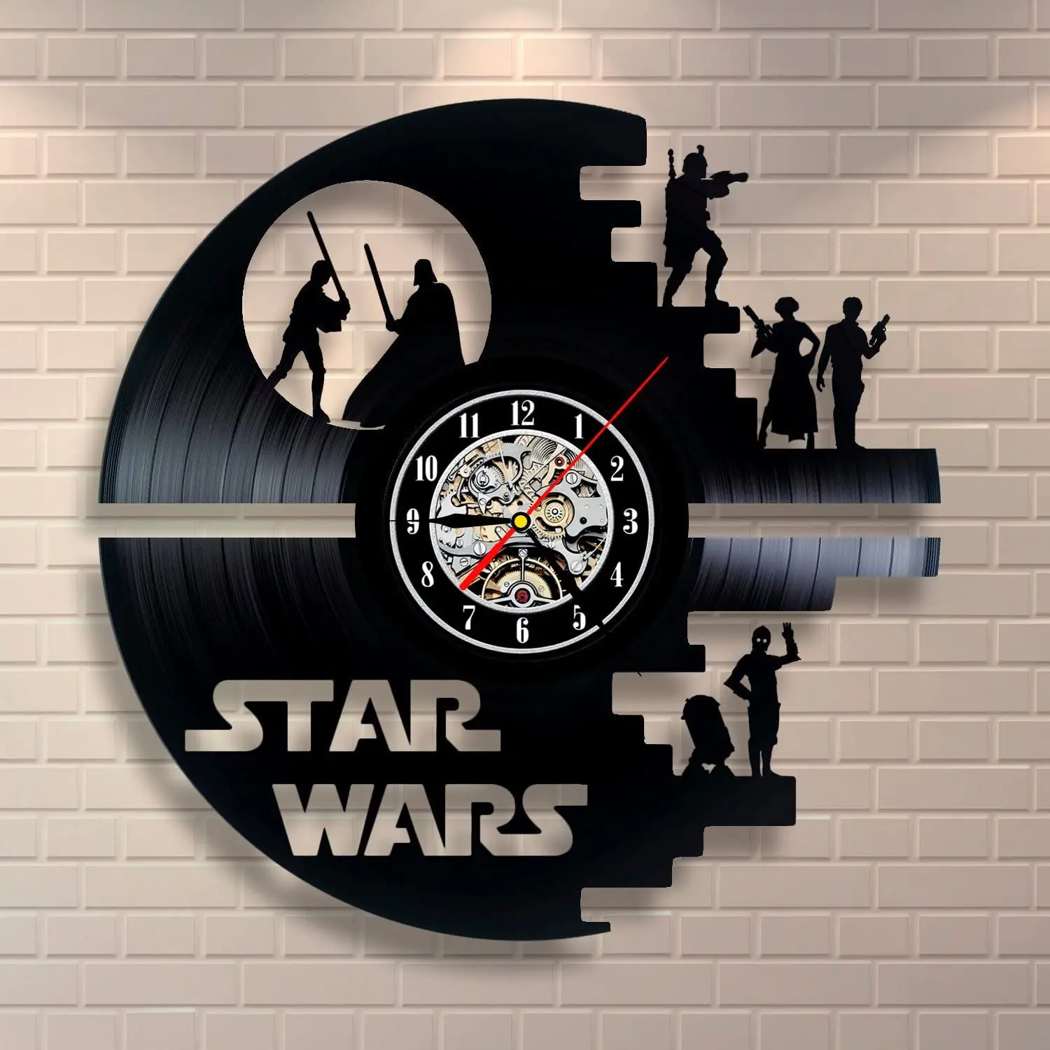 Vintage Wall Clock Black Wall Clock Star Gift War Vinyl Record Design