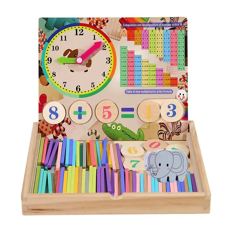 Hot selling children multifunctional arithmetic box early educational Wooden Math Toy For children Toddler Boys girls