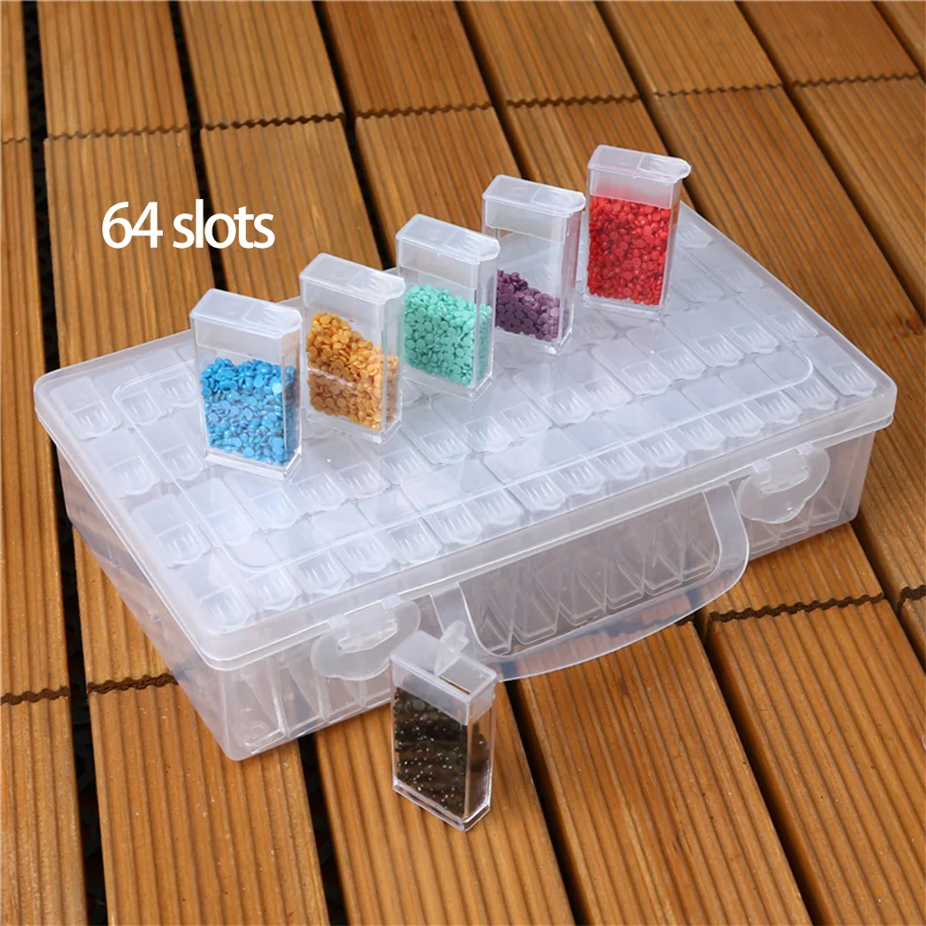 Wholesale hot selling custom cheap 12 24 42 64 Slots plastic jewelry DIY diamond painting beads organiser storage box