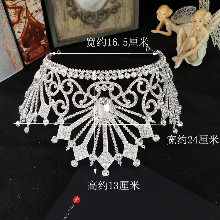 Custom Baroque Bride Big Pageant Tiara Crown Crystal Rhinestone Wedding Tiara Crown
