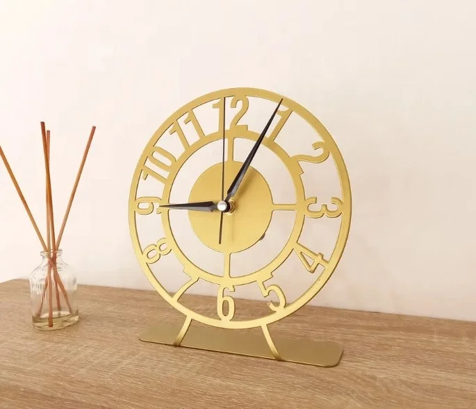 2022 New Product Clocks Metal Table Clock Modern Gold Table Stand Decor For Home Decorative Table Clocks