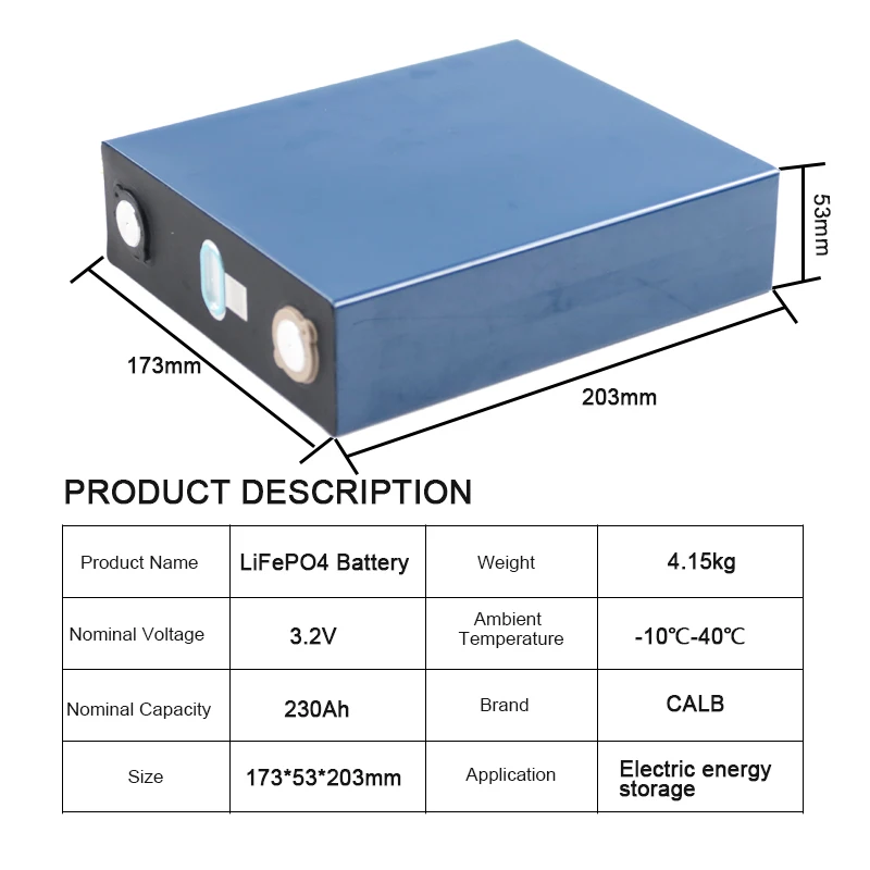 New Arrival CALB Grade A Solar Energy Storage 3.2V 280Ah 302Ah 314Ah 320Ah 230ah Lifepo4 Battery Prismatic Cells For DIY 12V