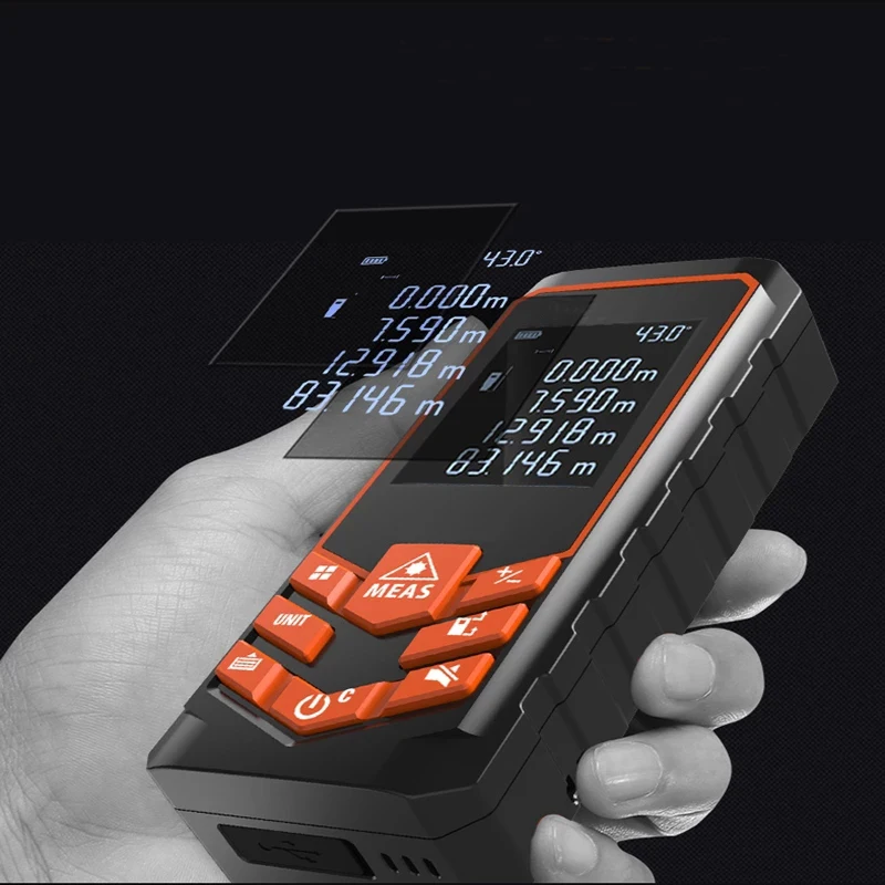 USB Charging Handhold Trena Laser Range Finder Digital Laser Distance Meter Electrical Tape Measuring Tools 60M-120M