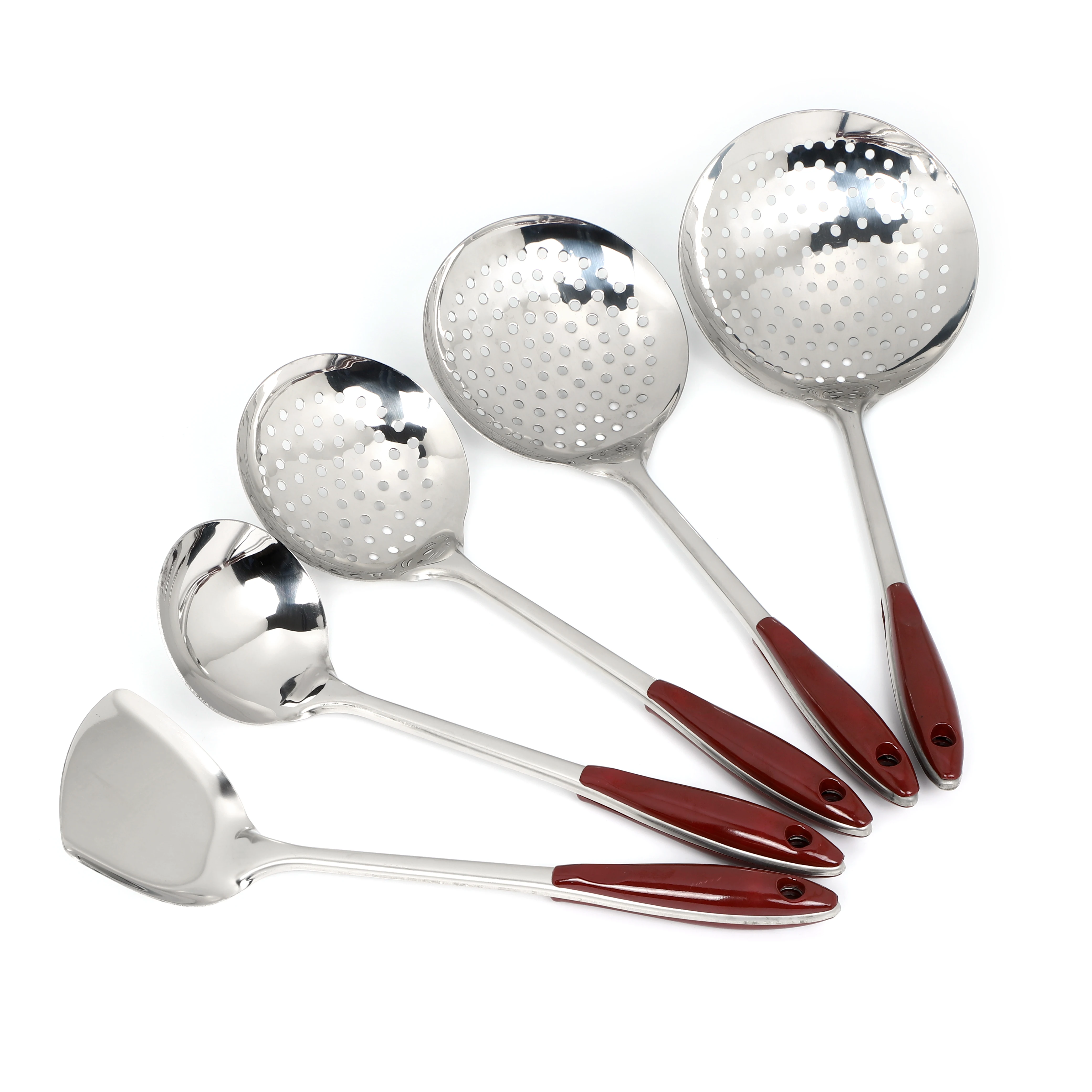 Stainless steel kitchenware set Soup spoon household cooking spatula leaky spoon Factory wholesale kitchenware five piece set