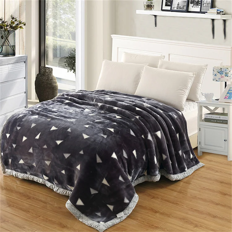 Premium Quality Thick Plush Mink Blanket Korean Style Reversible Printed Flower Bed Raschel Blanket