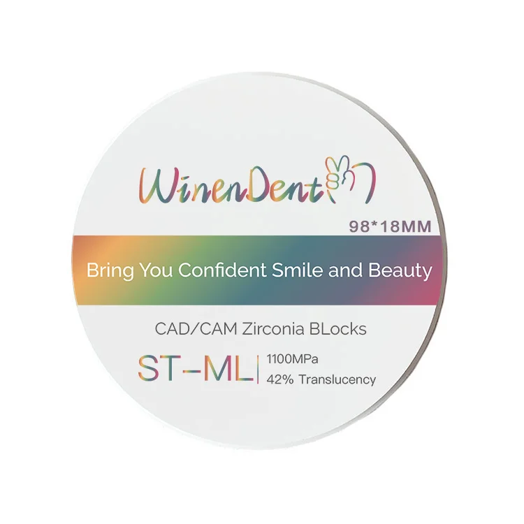 Dental Laboratory Supplies Winendent multilayer Zirconia ST-ML 98mm 18mm Dentale multi layered pre shaded Zirconia Block