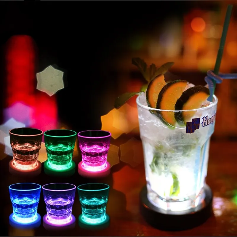 LED Coasters for Drinks USB Rechargeable Light Up Coasters for Bar Beer Beverage, Wine Bottle Cup Luminous Mat Cup Holder