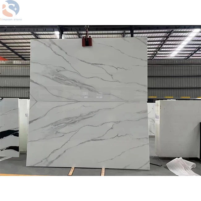 Wholesale Quartz Nano Marble Slab Calacatta White Slab Crystallized Glass Stone