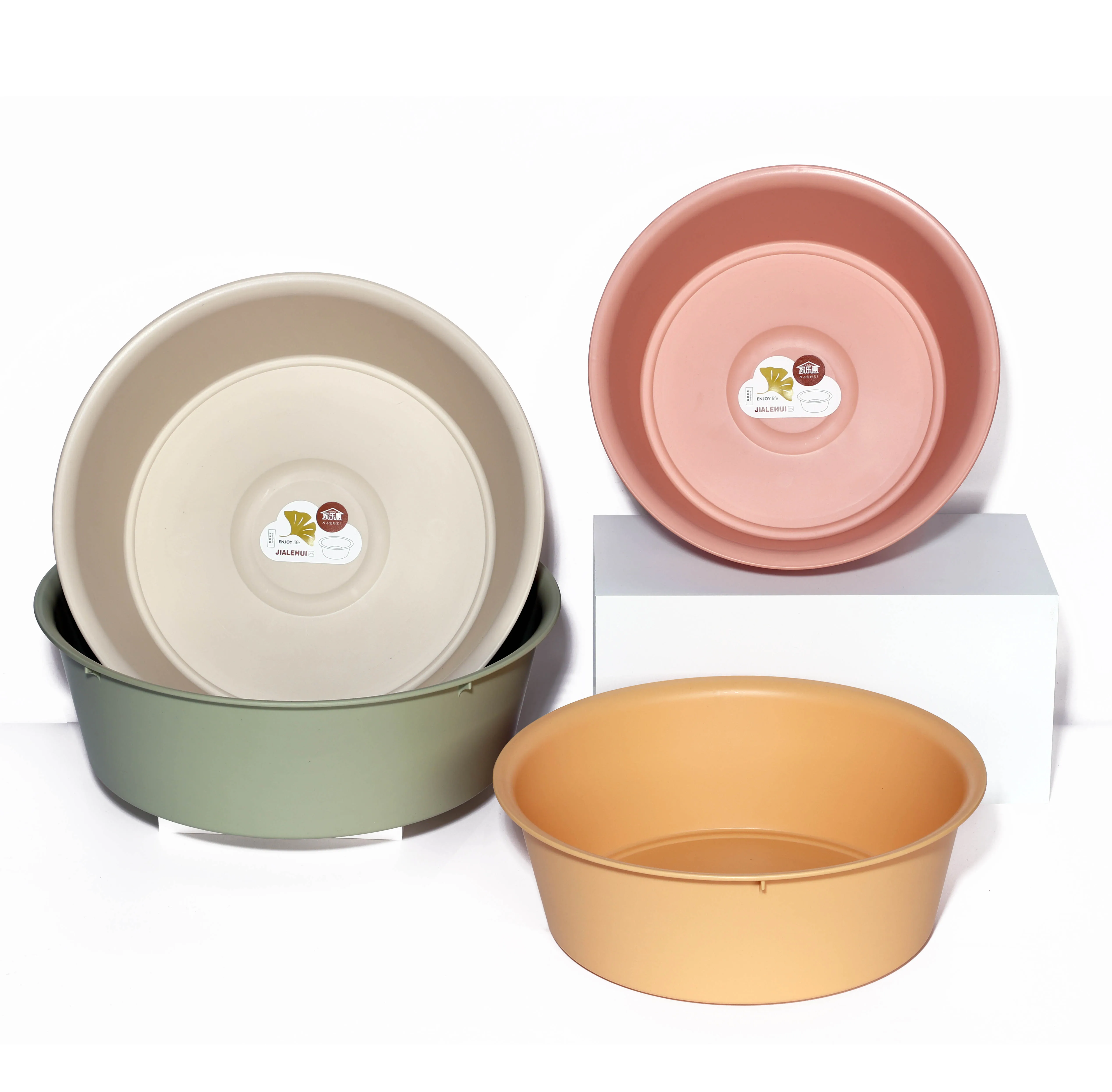 High Quality Eco-Friendly PP Plastic Round Washbasin Household Stackable Storage for Bathroom