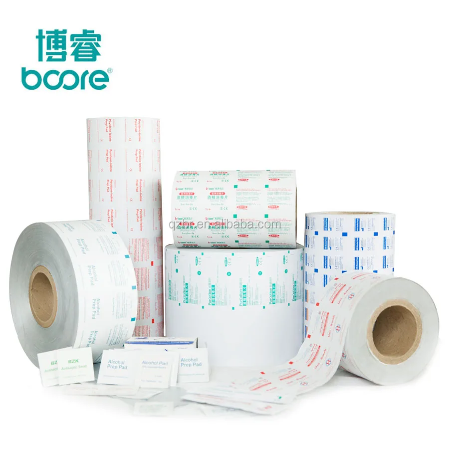 Aluminum foil packaging film roll for first aid antiseptic wipe 75% Alcohol pad Medical Disposable Alcohol Cotton Prep Pads