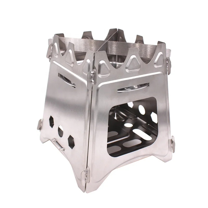 Large Size Tactical Outdoor Bushcraft Survival Cooking Grill Camping Wood Stove with Nylon Storage Bag