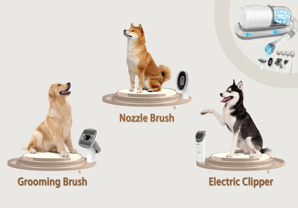 Grooming Kit Pet with  Clipper Grooming Brush Nozzle Brush