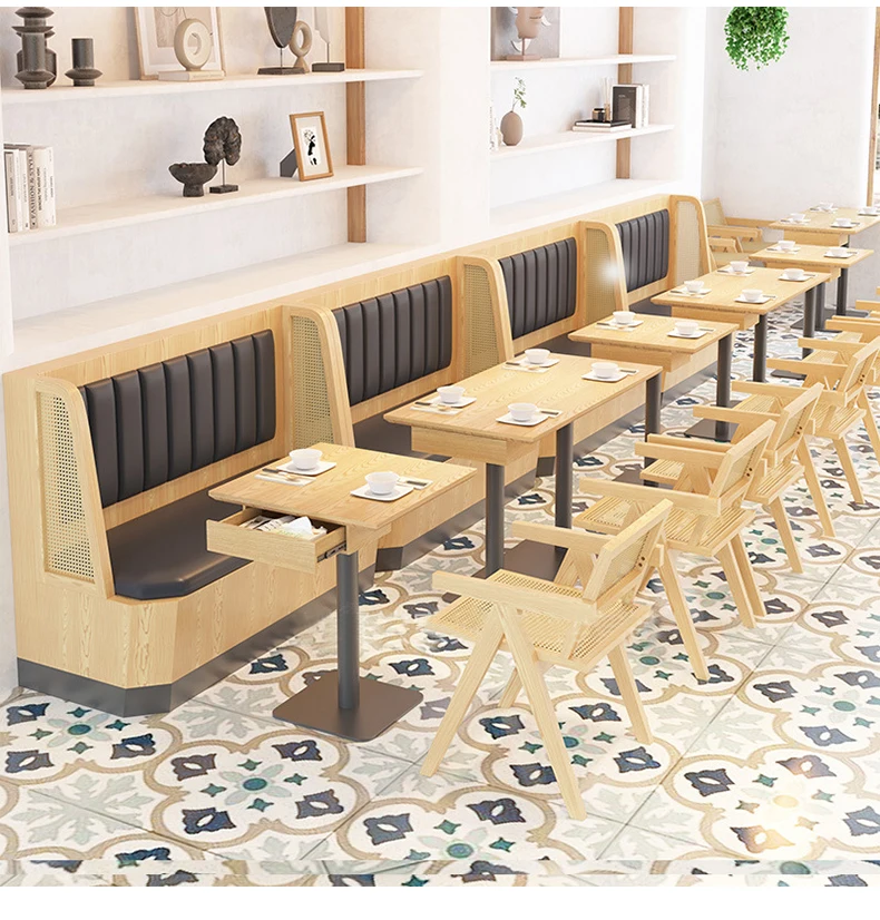 Commercial Restaurant Furniture Dining Rattan Coffee Shop Tables And Chairs Set For Hotel Cafes Restaurants Sofa Seating