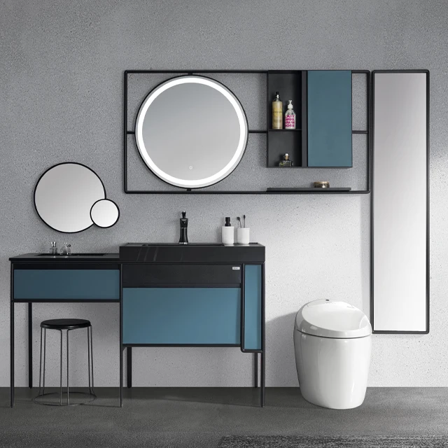 High end popular sanitary ware sink cabinet floor mounted bathroom vanities with mirror