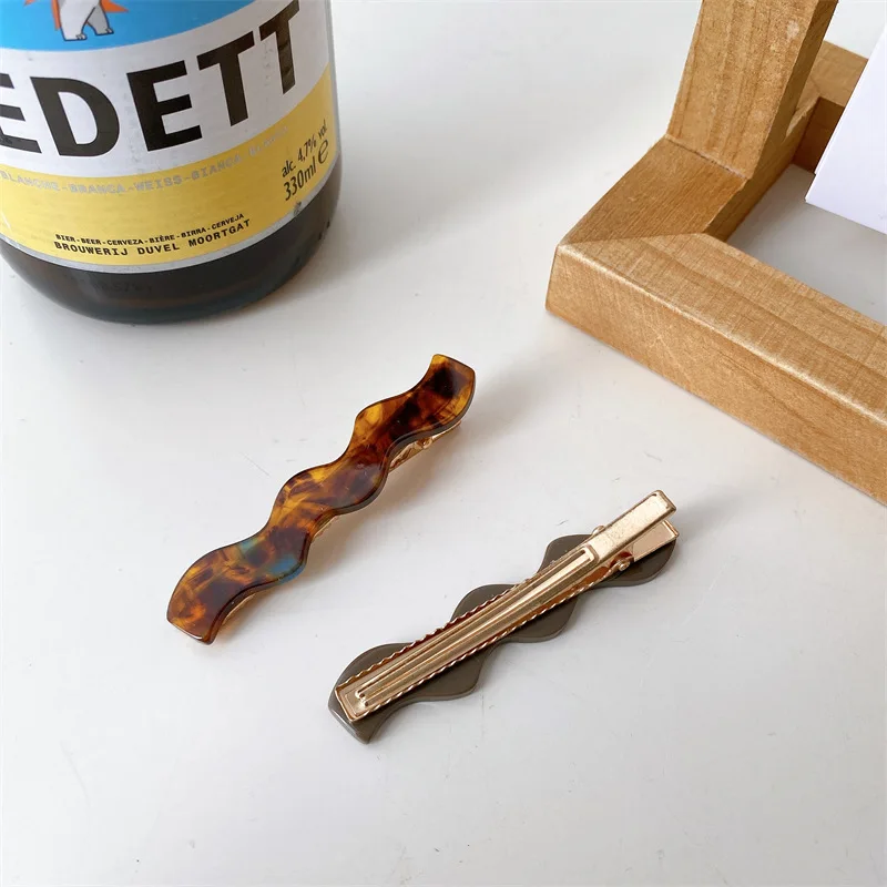 K2403 New Wave Acetate Hair Clips Tortoiseshell Plain Color Side Pins Hair Accessories Geometric Small Barrettes for Women