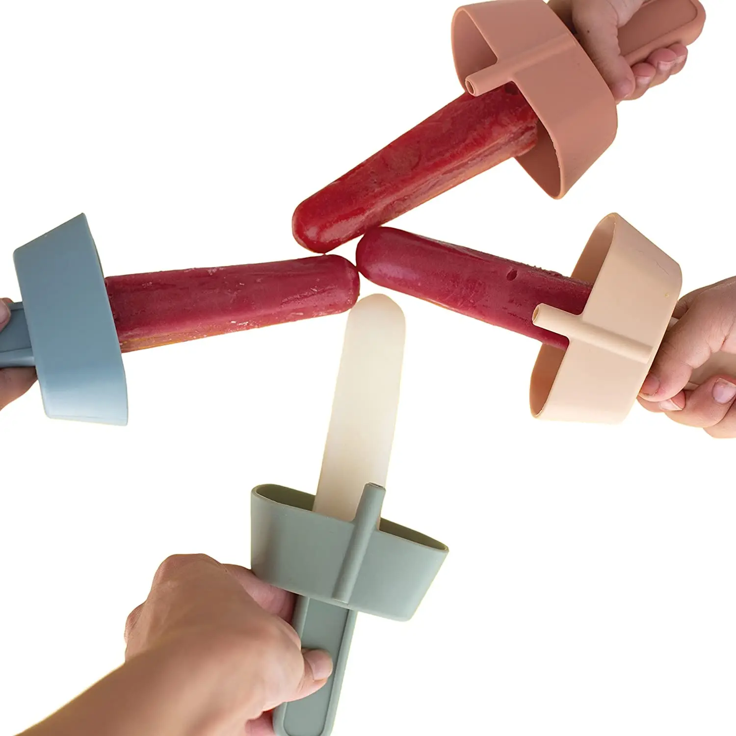 Built in straw Silicone Popsicle Holder For Kids, MESS FREE Frozen Treat Holder for Popsicle, Drip Free Silicone Popsicle Holder