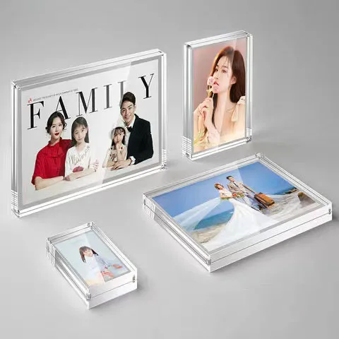 Customized Size Clear Acrylic Photo Holder Fridge Magnet Double-Sided Magnetic Photo Frame