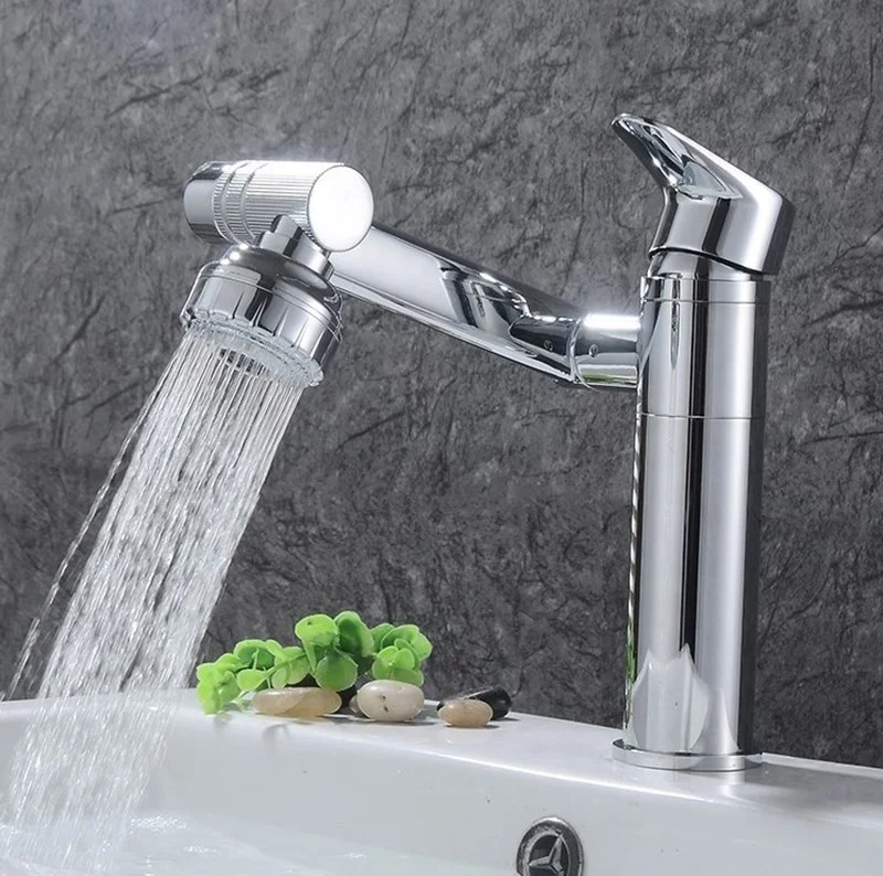 Swivel Bathroom Sink Faucet Mixer Deck Mounted Splash Proof Water Tap Black Fortune Cat Washing Face Basin Faucet