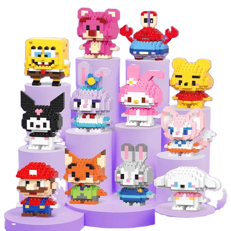 Cartoon Building Blocks 3D Puzzle Toy Mini Monsters Kit Gifts Micro Small Particle Building Blocks Sets