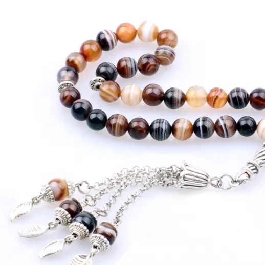 Custom Natural Stone Jewelry Muslim Men Beads Strand Islamic Prayer Beads Rosary Bead Chain Bracelet