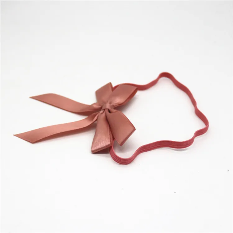 Customized Bottles Gift Decoration Custom Handmade Satin Ribbon Bow with Elastic Band Loop For Neck Bottle Wrapping