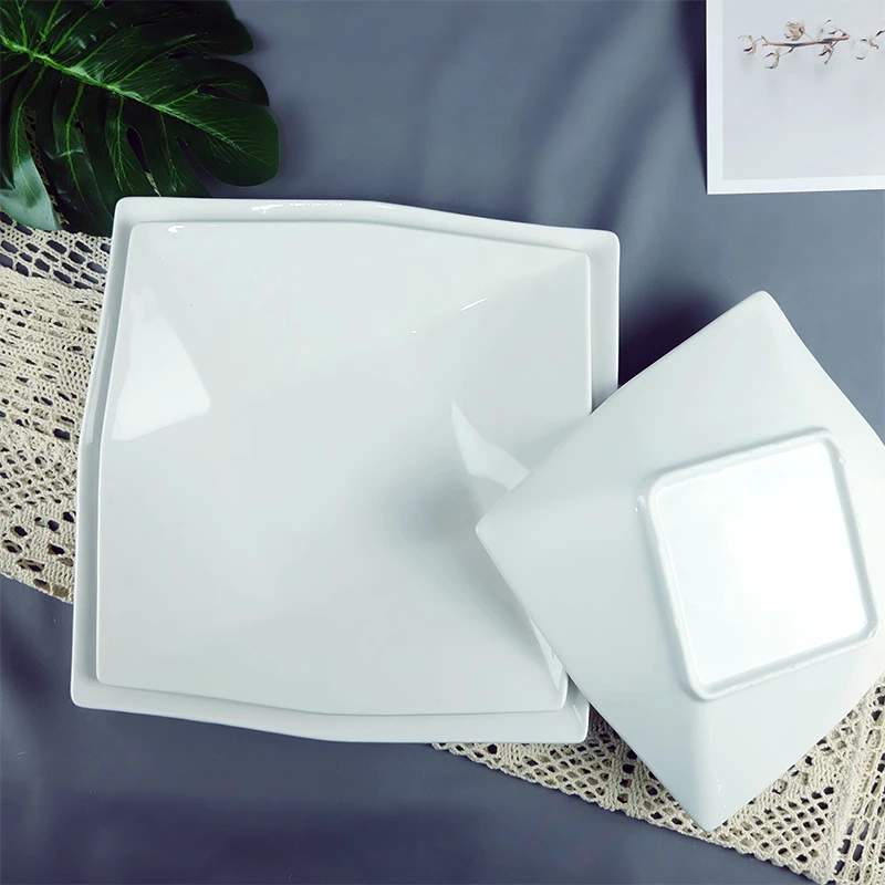 Huilang Oem&Odm Louca Aparelho De Jantar Restaurante Piring Plat Potery White Hotel Ceramic Dinner Plates Porcelain