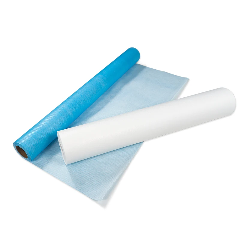 Free sample premium hospital disposable waterproof blue examination paper bed sheets laminated with PE table paper couch roll