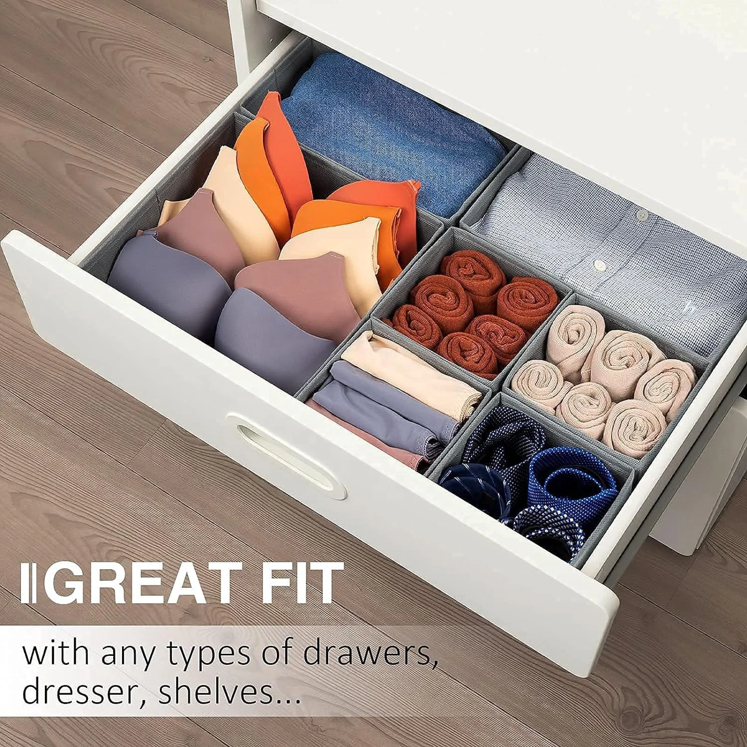 Eight piece foldable clothing storage box bedroom organization socks underwear storage box drawer clothes storage organizer