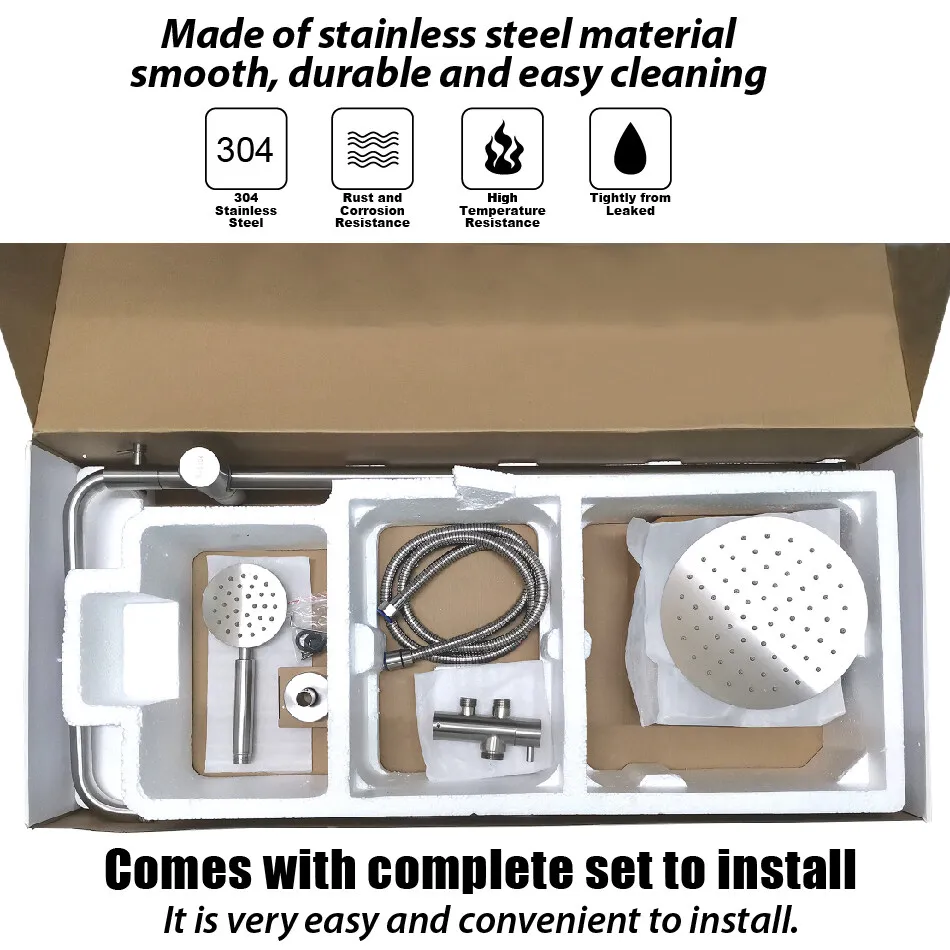 2-полосная нержавеющая сталь SUS304 ванной кран насадка для душа с эффектом набор для водонагревателя шлифованный никелевый дозатор душевой кран для ванной комнаты