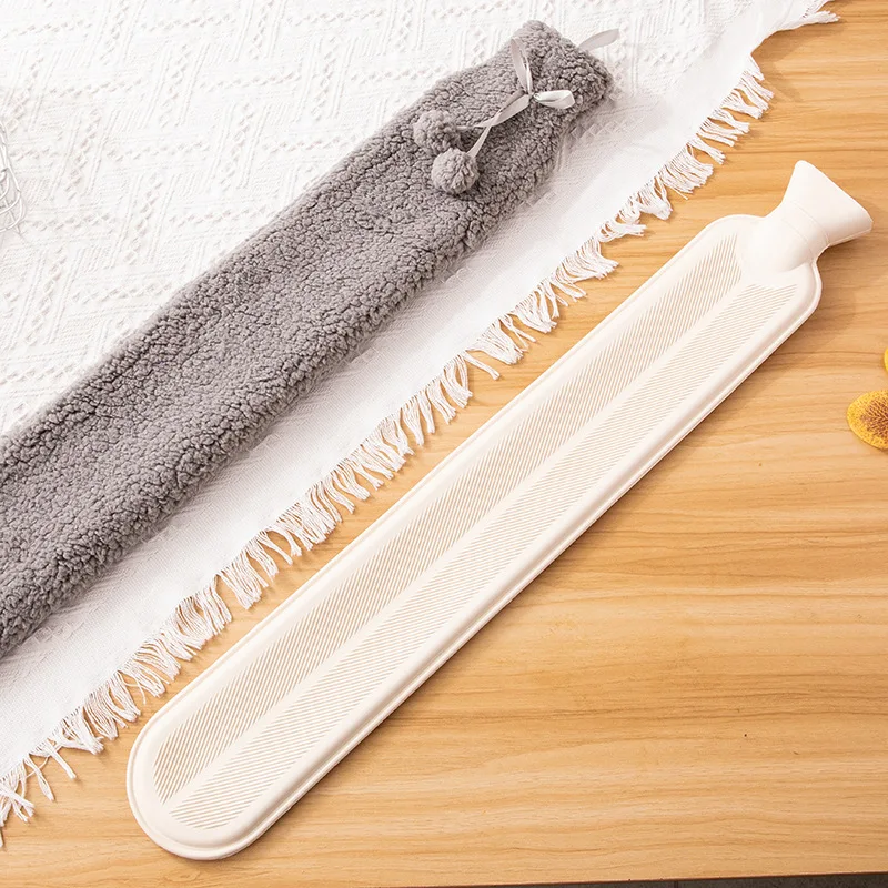 Cold-proof Warm Supplies Water-filling Long Rubber Hot Water Bottle  With Faux Fur Cover
