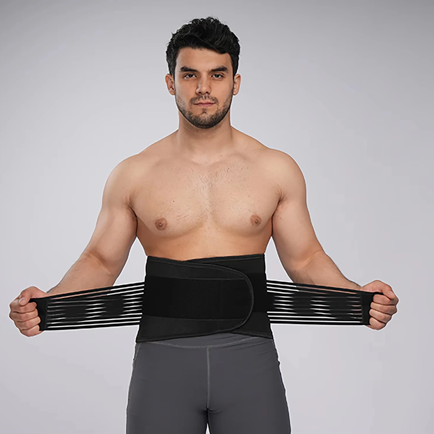 Comfortable Lumbar Support Back Brace  Black Breathable Transparent Waist Support Wrap Belt For Weightlifting Trainers Athletes