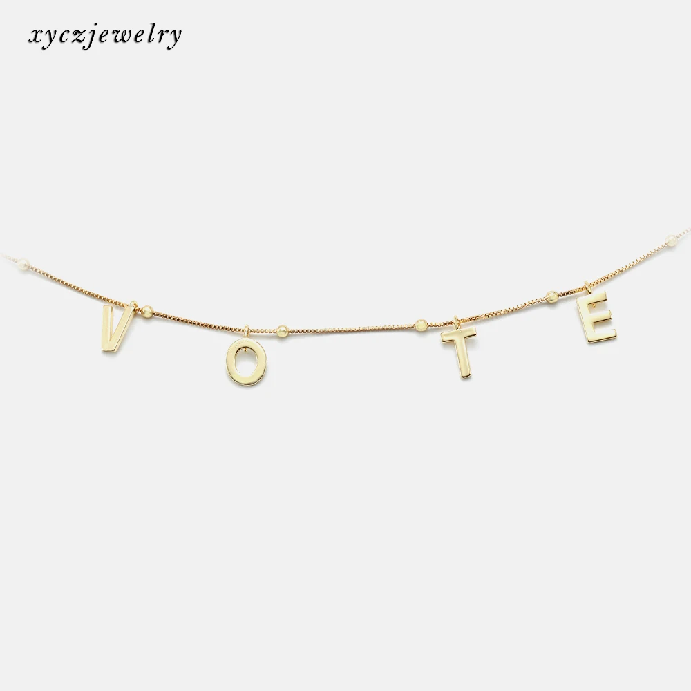 XingYu 2020 New Fashion DIY Personalized 26  Letters Brass  18K Gold White Plated DIY Alphabet Charm Pendants