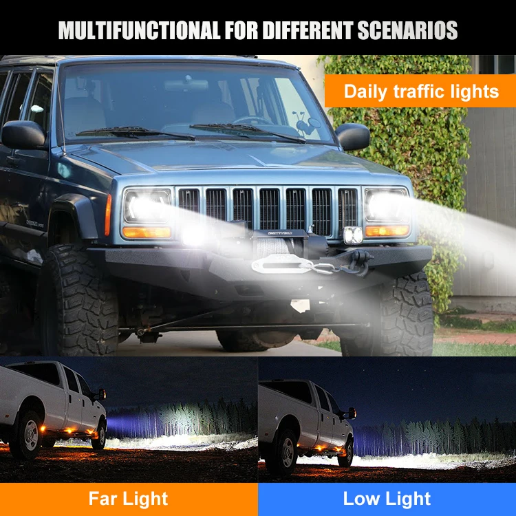 High Low Beam 7x5 7x6 jeeps Led Headlights for truck offroad with arrow halo amber turn signal DRL 7 inch led headlight
