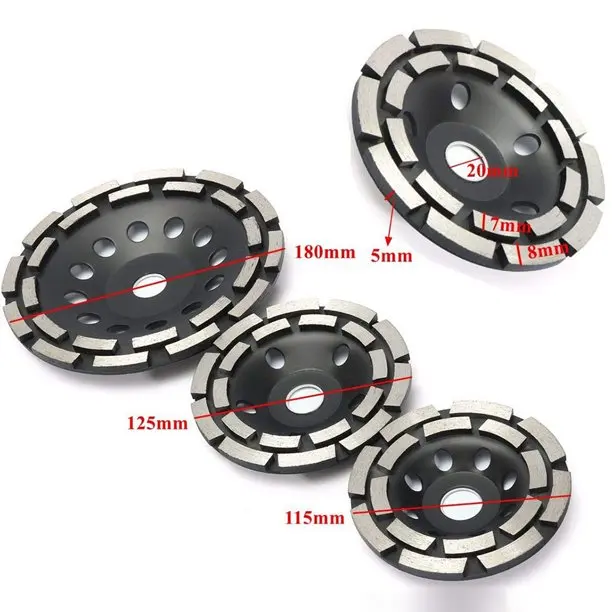 EN13236 4'-9' Double Row Diamond Grinding Cup Wheel for Concrete Applied With Angle Grinder and Floor Polishing Machine