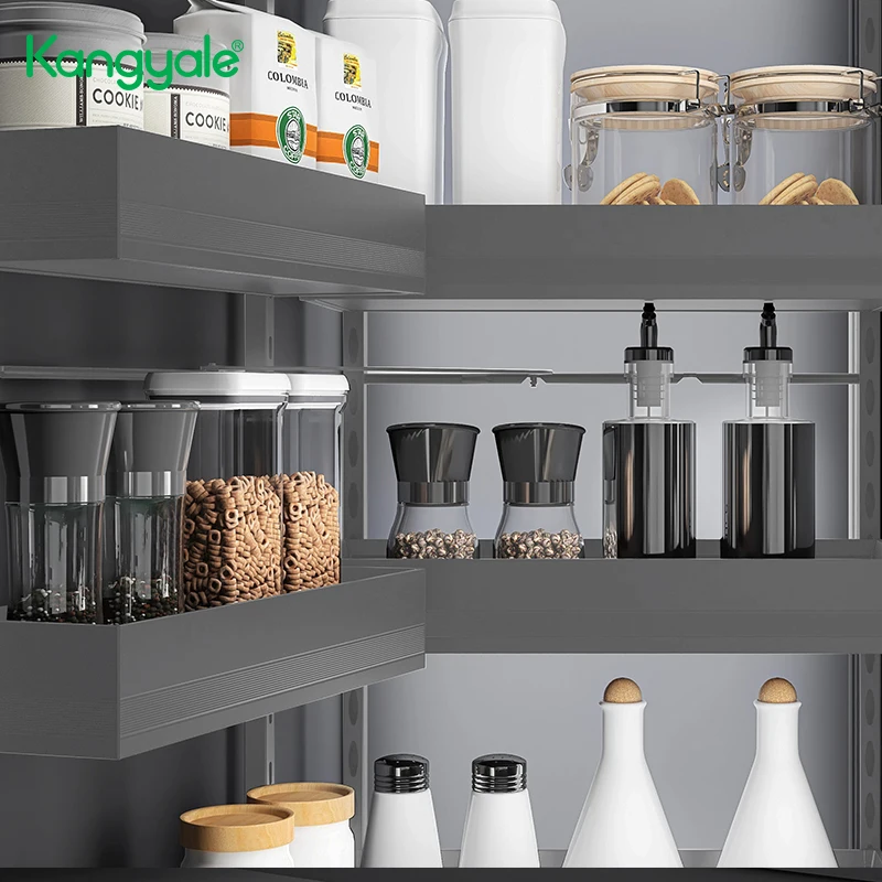 Kangyale кухонных шкафов и АКСЕССУАРЫ ВЫСОКОЕ тандем кладовая организации 6-слойное бальное платье из алюминиевого сплава блок для
