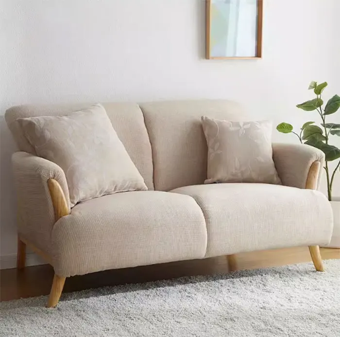 012 Nordic style furniture fashionable wooden sofa Japanese style apartment living room bedroom double or triple fabric sofa