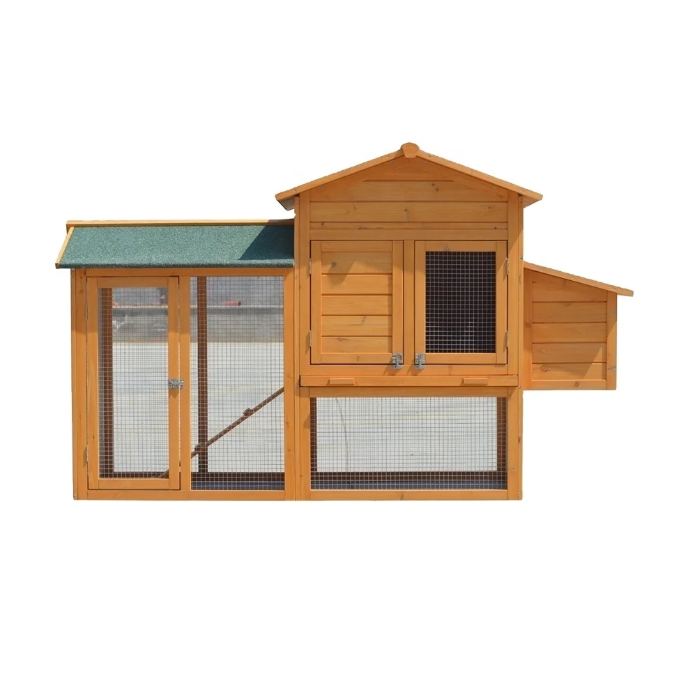 Classical large outdoor wooden chicken coop with ramp 169x75x103cm