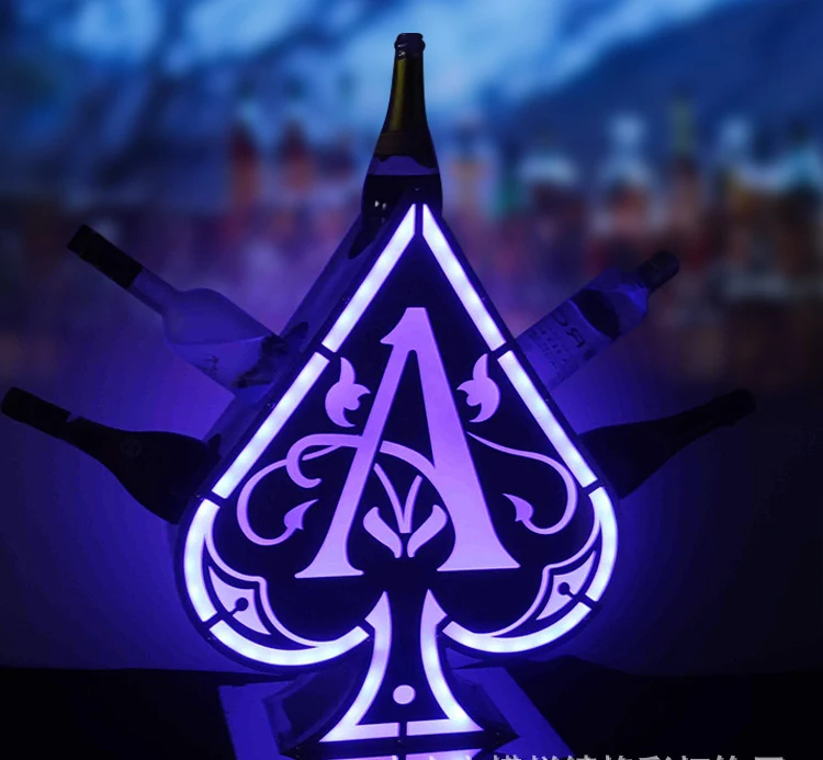5 in 1 LED metal ace of spade VIP bottle service presenter glorifiers display for liquor vodka wine tequila champagne