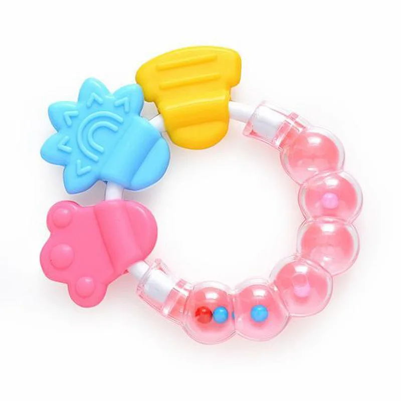 Bpa Free Silicone Baby Teething Toys Infant Rattling Soothing Teethers Ring