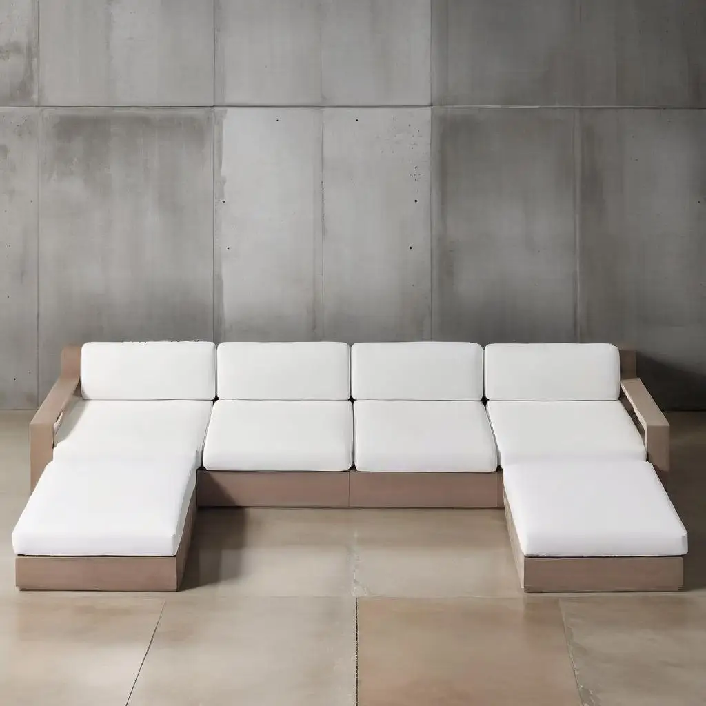 Weather Teak Furniture Hotel Outdoor Solid Teak Wooden Modular Sectional Sofa Set